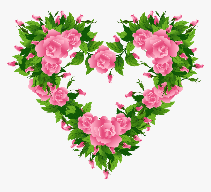 Heart With Flowers Clipart Png Black And White Download - Coracao Com Flor Png, Transparent Png, Free Download