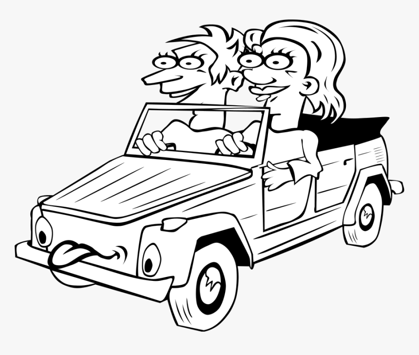 Girl And Boy Driving Car Cartoon Svg Clip Arts - Car Drawing With People, HD Png Download, Free Download