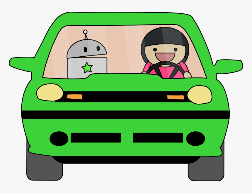 Driving - Cartoon Robot Driving Car, HD Png Download, Free Download