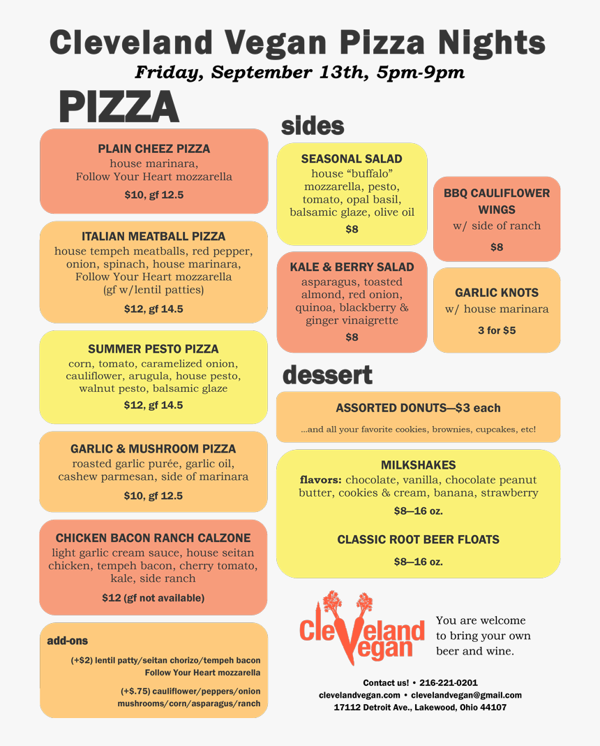 Cleveland Vegan Pizza Night, HD Png Download, Free Download