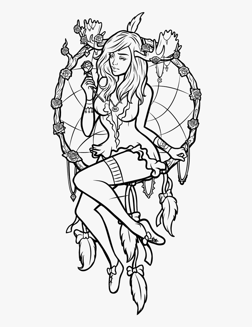 At Getdrawings Com Free - Dream Catcher Line Drawing, HD Png Download, Free Download