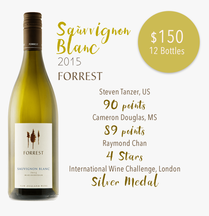 2015 Forrest Sauvignon Blanc - Glass Bottle, HD Png Download, Free Download