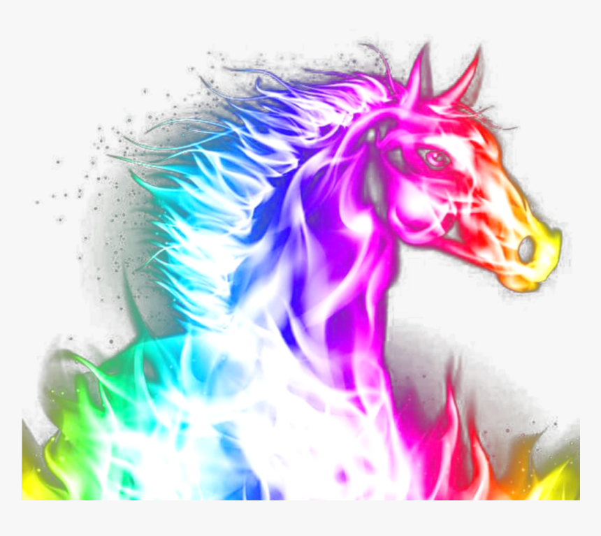 #unicorn #rainbow #rainbows #horse #smoke #flames - Cool Background With Animals, HD Png Download, Free Download