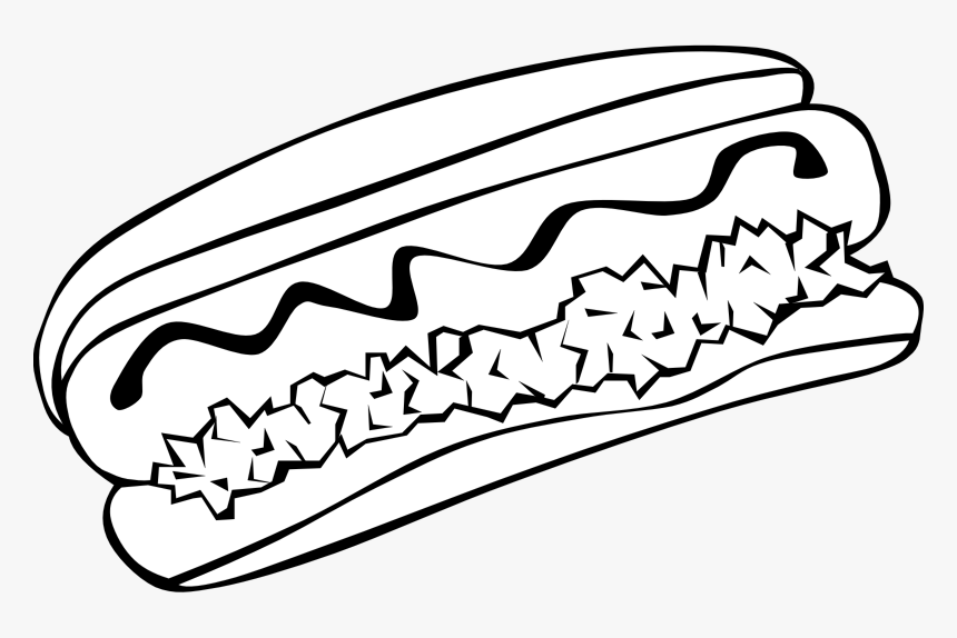 Hot Dogs Clipart Outline - Food Clipart Black And White Png, Transparent Png, Free Download
