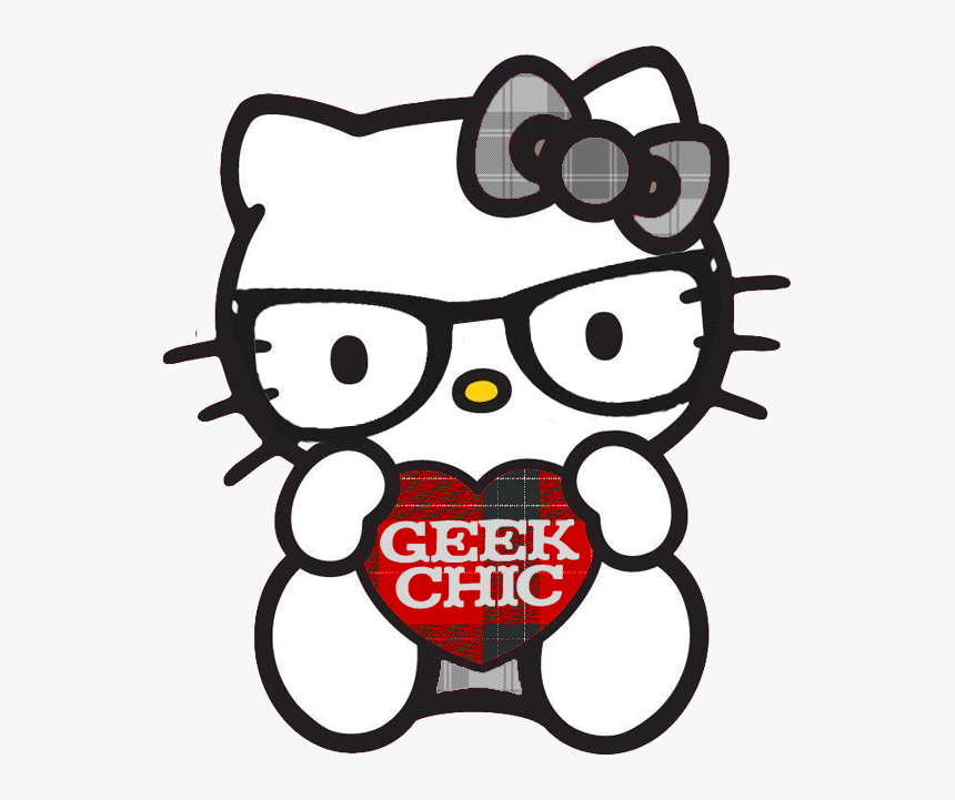 Hello Kitty Nerd By Ladypinkilicious - Hello Kitty Wearing Glasses, HD Png Download, Free Download