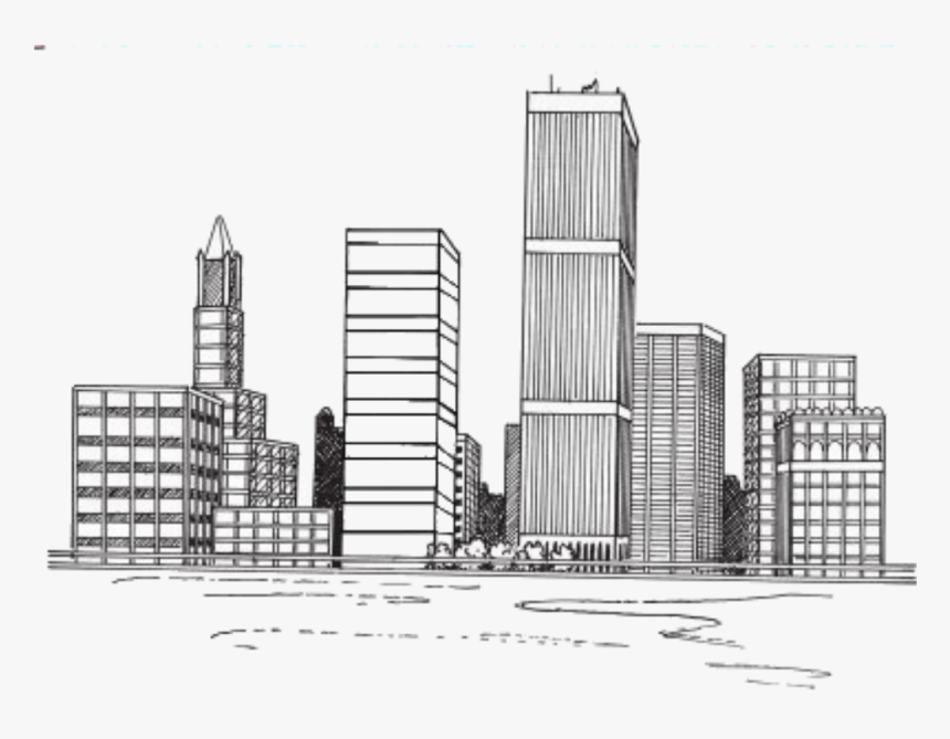 Drawing New York City Illustration Cityscape Sketch - Draw A City Background, HD Png Download, Free Download