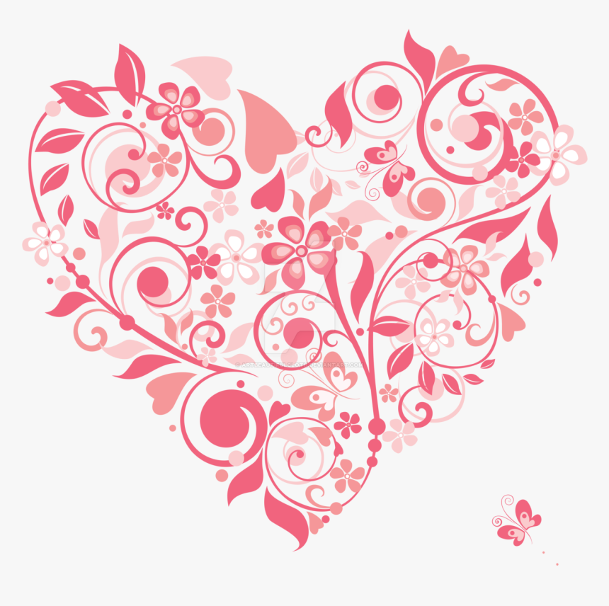 Hearts Clipart Watercolor - Floral Heart Vector Png, Transparent Png, Free Download