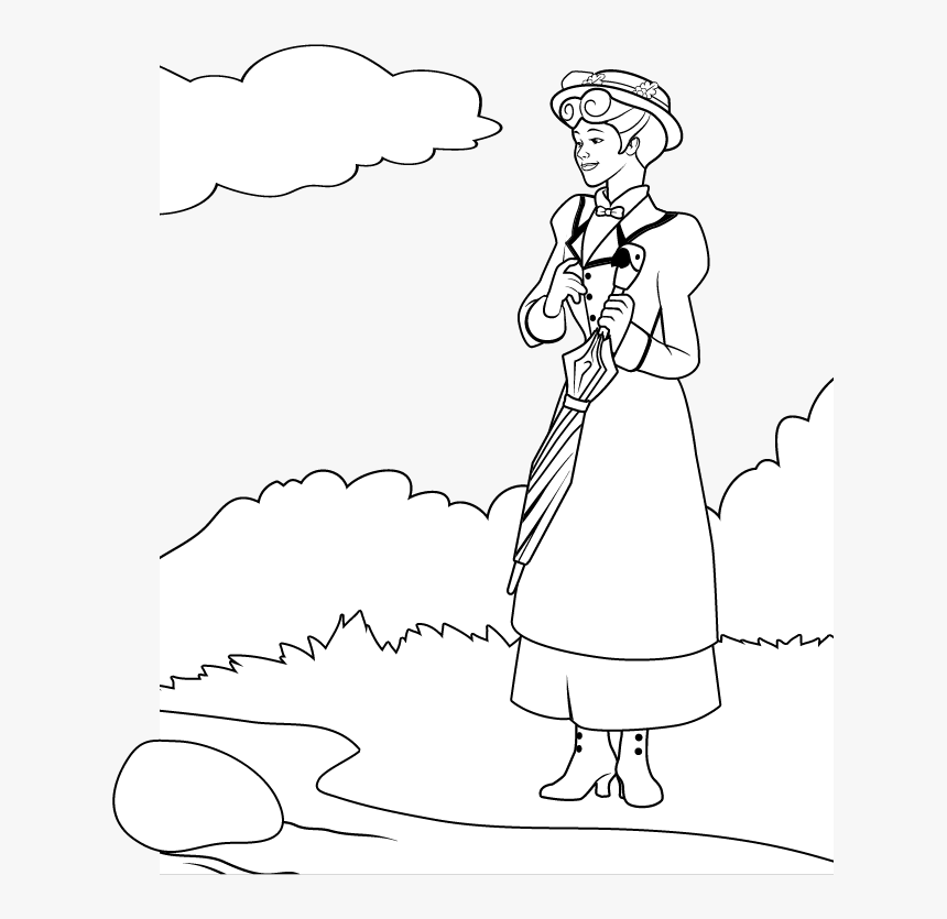 Free Coloring Page How To Draw Mary Poppins, Julie - Mary Poppins Disegni Da Colorare, HD Png Download, Free Download