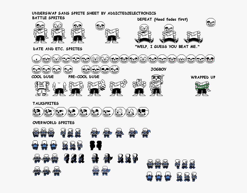 Though You Guys Have Not Seen The First Sprite Sheet - Sprite Sheet Sans Hd, HD Png Download, Free Download