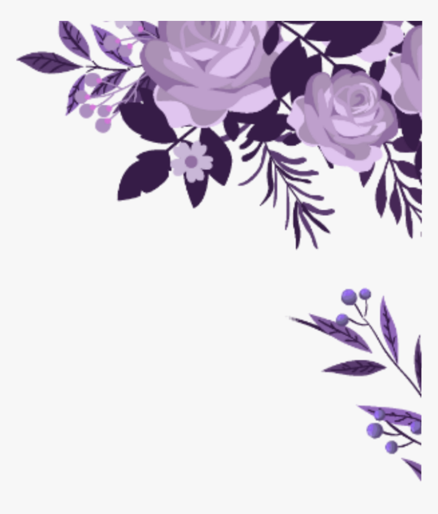 Ftestickers Watercolor Flowers Border Corner Purple - Purple Watercolor Flowers Png, Transparent Png, Free Download