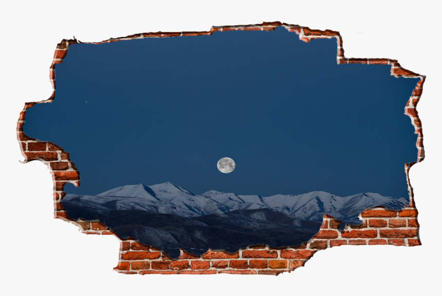 Zapwalls Decals Full Moon Snowy Mountain Breaking Wall, HD Png Download, Free Download