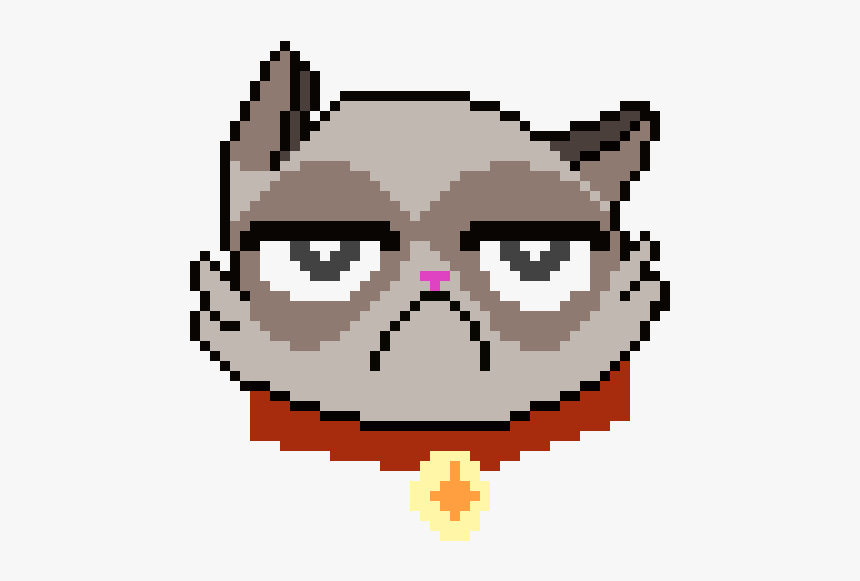 Grumpy Cat Pixel Art Grid, HD Png Download, Free Download