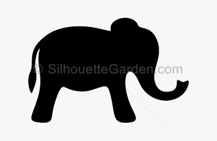Silhouettes Clipart Elephant - Simple Cartoon Elephant Silhouette, HD Png Download, Free Download
