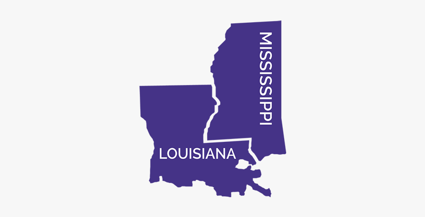 Outlines Of Missisippi And Louisiana States - Louisiana Mississippi State Outlines, HD Png Download, Free Download