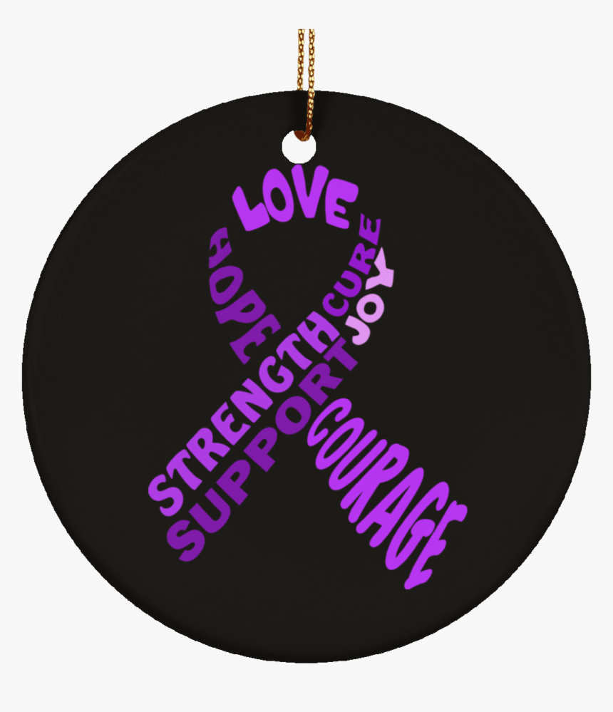 Purple Awareness Ribbon With Words Ceramic Circle Ornament - Zarządzanie Kryzysowe, HD Png Download, Free Download