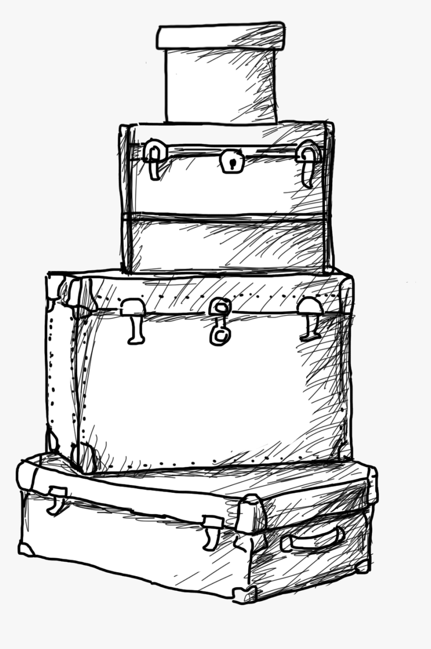 Clip Art Library Download Luggage Drawing - Suitcase Sketch Transparent Background, HD Png Download, Free Download