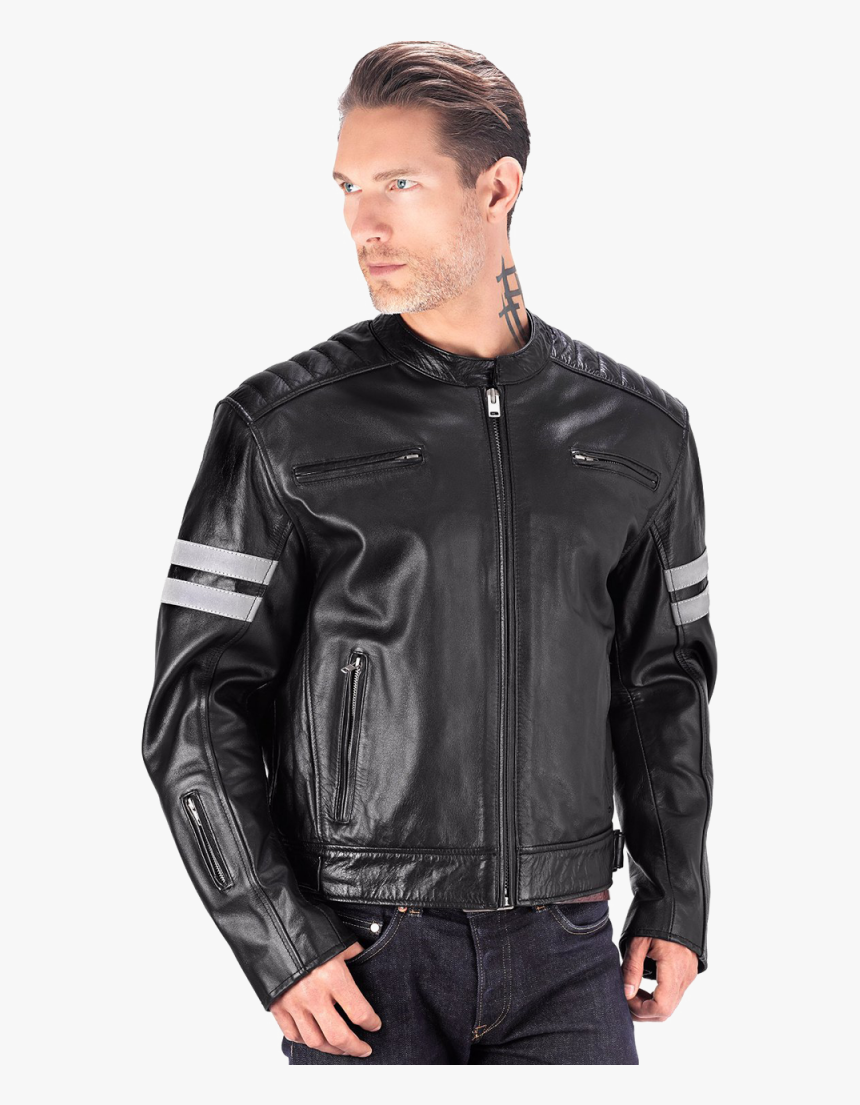 Motorcycle Leather Jacket Transparent Background Png - Black Leather Motorcycle Jacket For Men, Png Download, Free Download