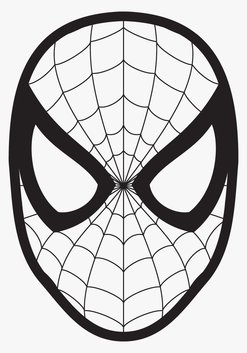 Spider Man Drawing Face Coloring Book Clip Art - Spiderman Face Drawing, HD Png Download, Free Download