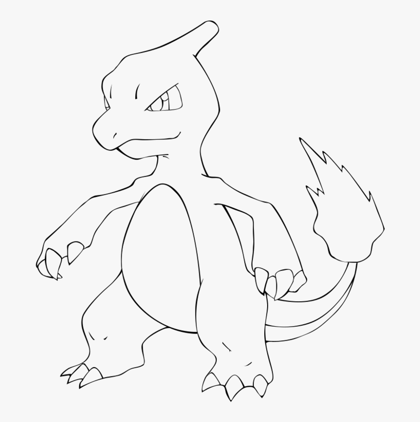 Clip Freeuse Download Charmeleon Drawing Easy - Chamillion Pokemon Coloring Pages, HD Png Download, Free Download