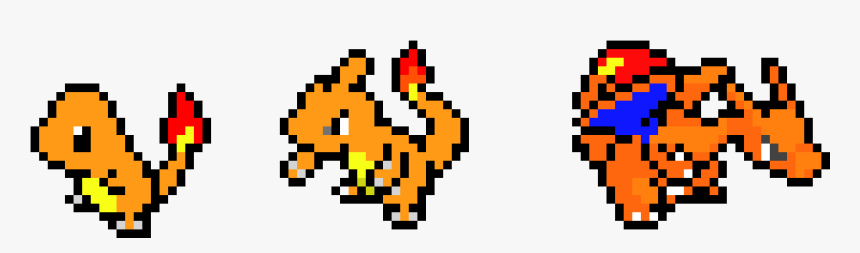 Charmander Charmeleon And Charizard Pixel, HD Png Download, Free Download