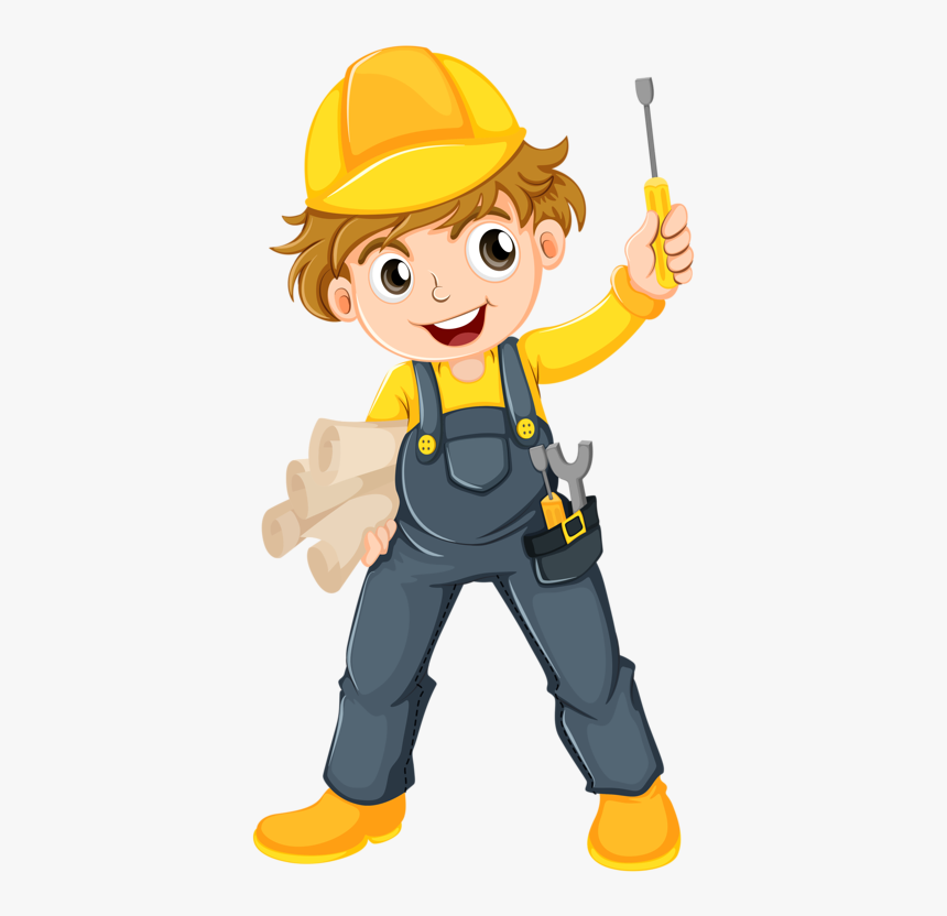 Female Clipart Handyman - Kid Construction Worker Clipart, HD Png Download, Free Download