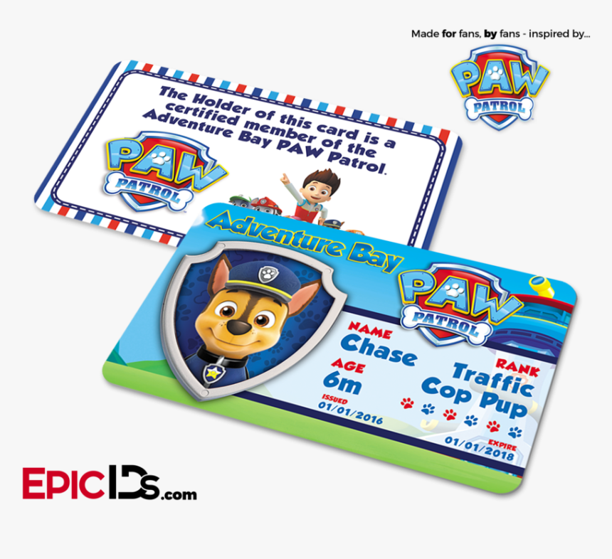 Paw Patrol Inspired Adventure Bay Paw Patrol Id Card - Flaca Orange Is The New Black Id, HD Png Download, Free Download