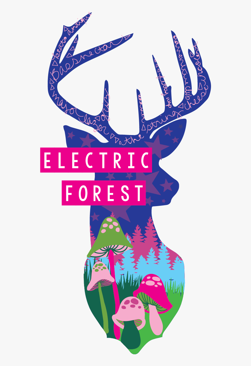 Electric Forest Poster Design - Buffalo Plaid Deer Silhouette, HD Png Download, Free Download