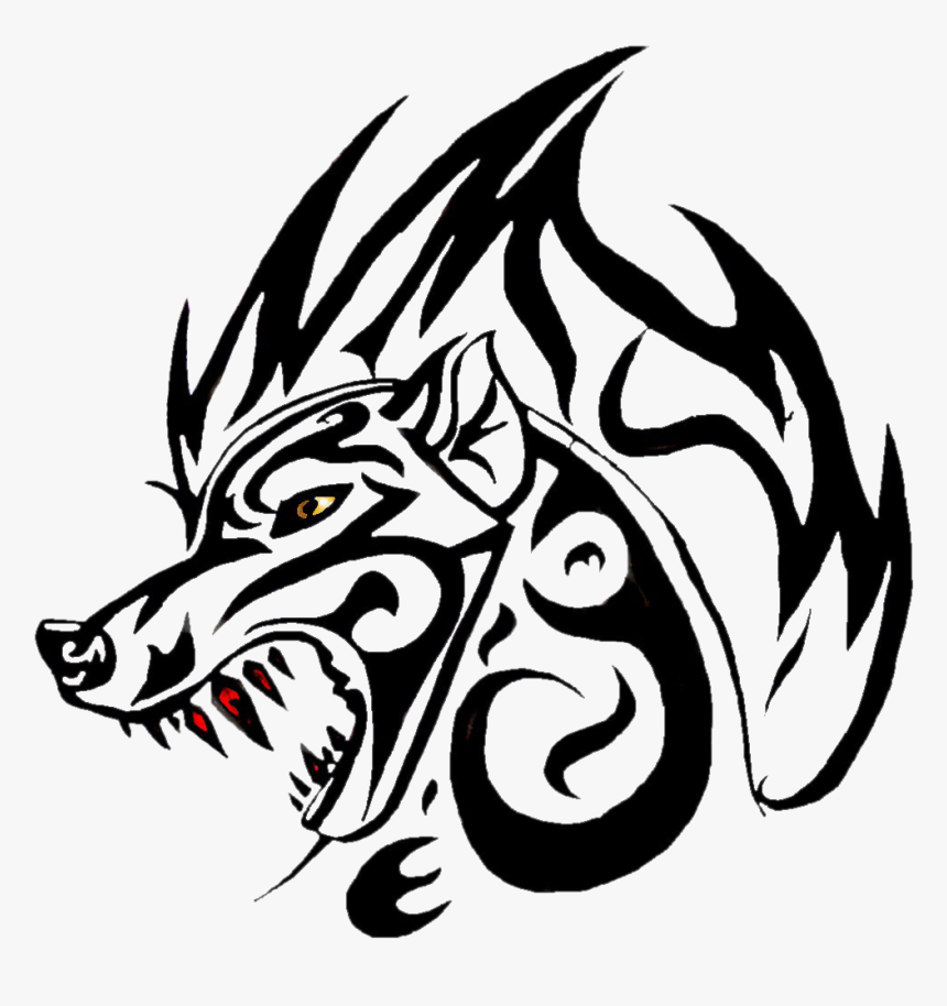 Gray Wolf Tattoo Canidae - Wolf Black And White Png, Transparent Png, Free Download