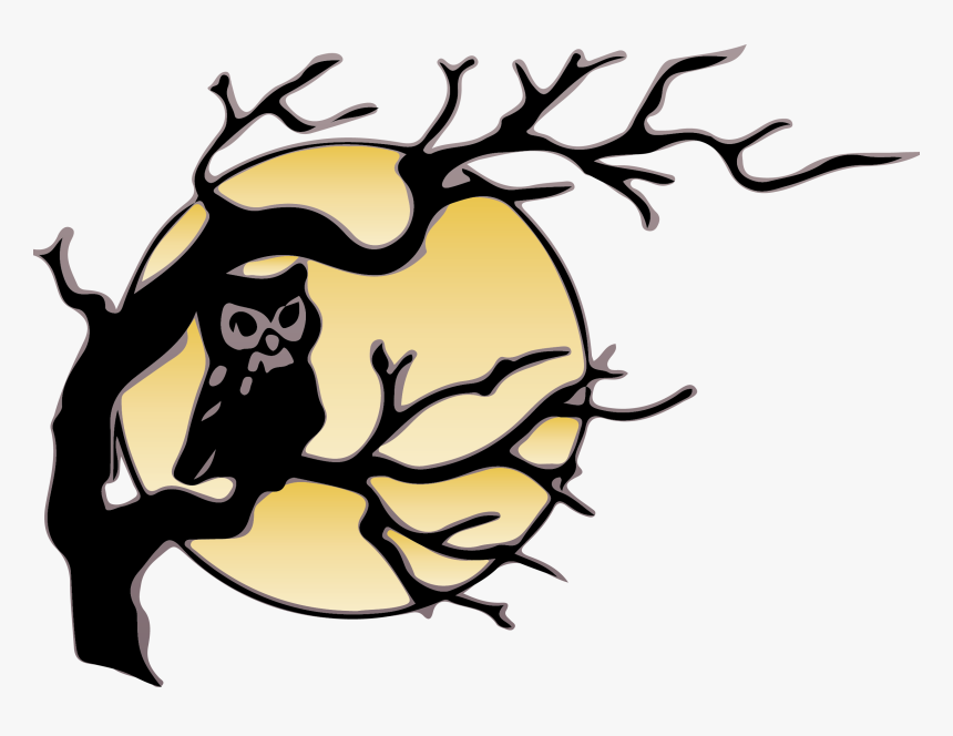 Owl In A Tree Drawing, HD Png Download, Free Download