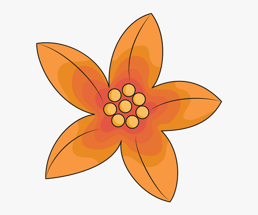 Flores Naranjas Dibujo Png, Transparent Png, Free Download