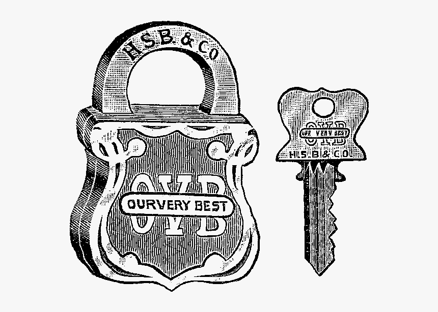 Padlock Clipart Vintage - Cartoon Padlock With Key, HD Png Download, Free Download