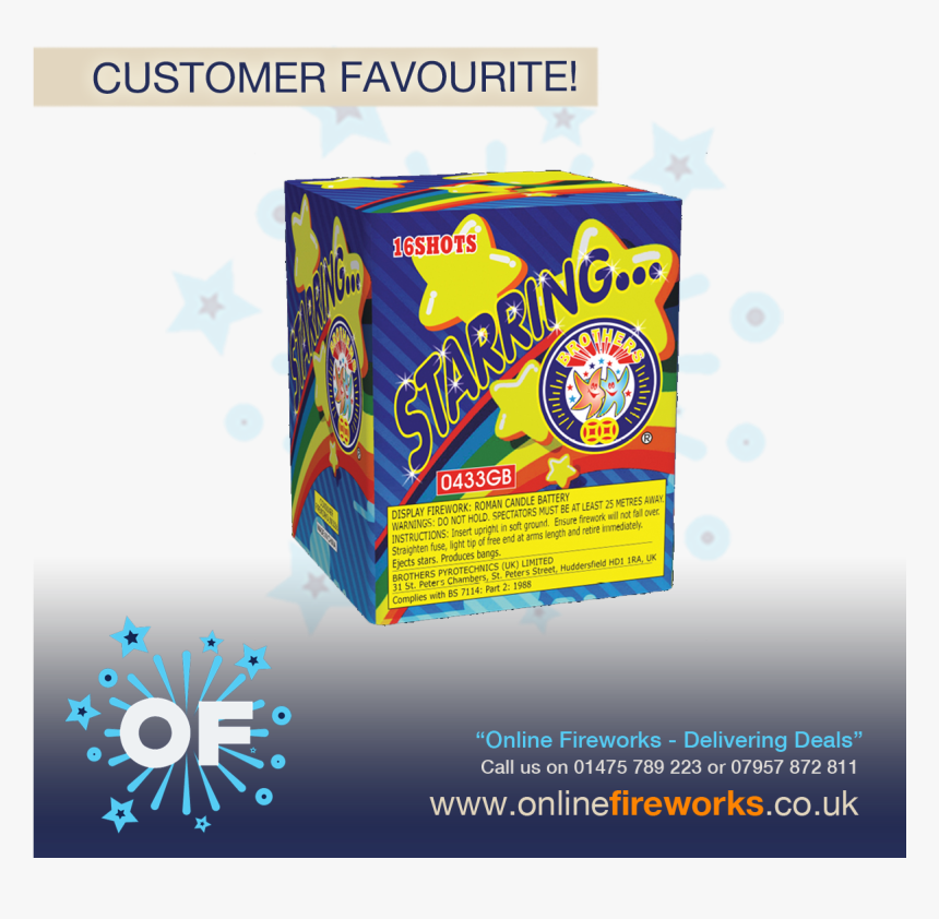 Starring By Brother Pyrotechnics From Online Fireworks - Brothers Fireworks, HD Png Download, Free Download