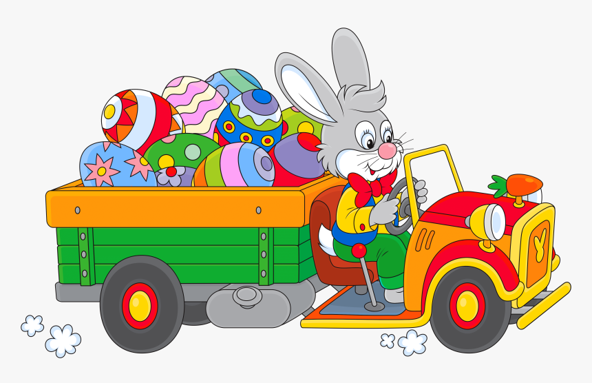 Easter Bunny With Egg Truck Png Clipart - Easter Truck, Transparent Png, Free Download