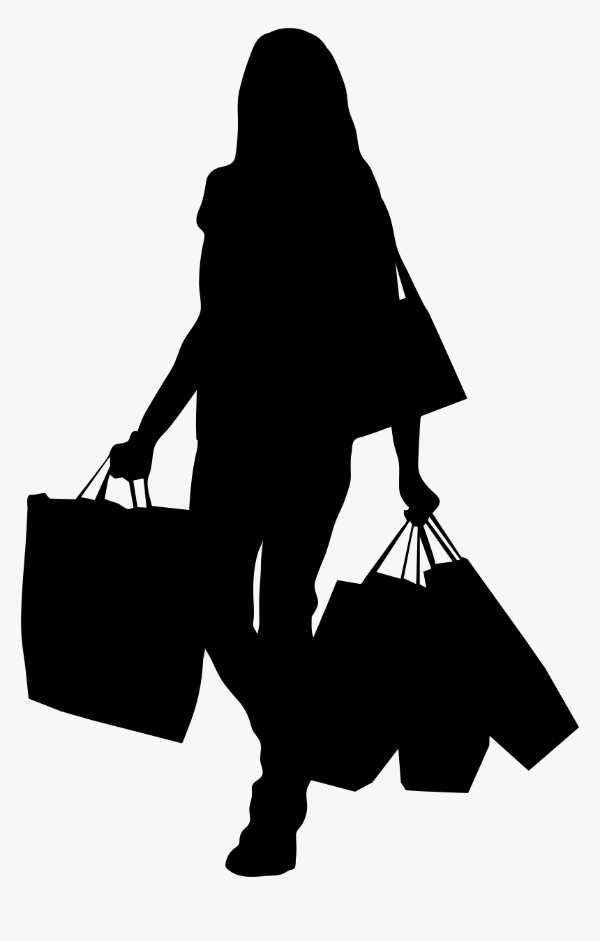 Female Silhouette With Shopping Bags Png Clip Art Image - Female Shopping Silhouette Png, Transparent Png, Free Download