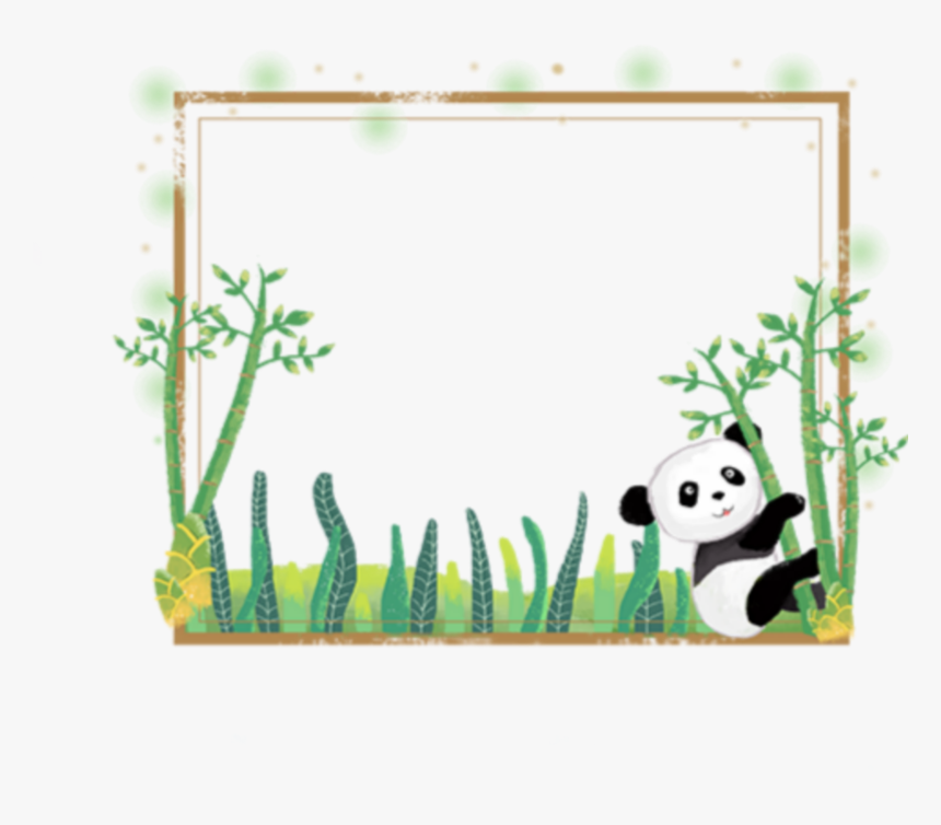 #ftestickers #panda #bamboo #frame #borders #cute #colorful - Cute Animal Frame Png, Transparent Png, Free Download