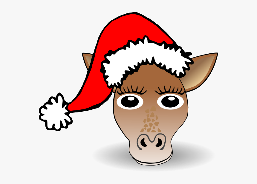 Funny Giraffe Face Cartoon With Santa Claus Hat Png - Santa Hat Clipart, Transparent Png, Free Download