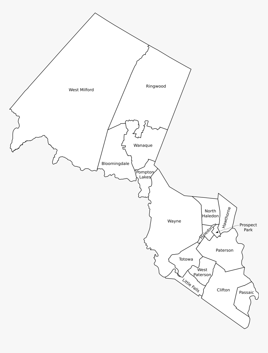 Passaic County, Nj Municipalities Labeled - Passaic County Nj Town Map, HD Png Download, Free Download