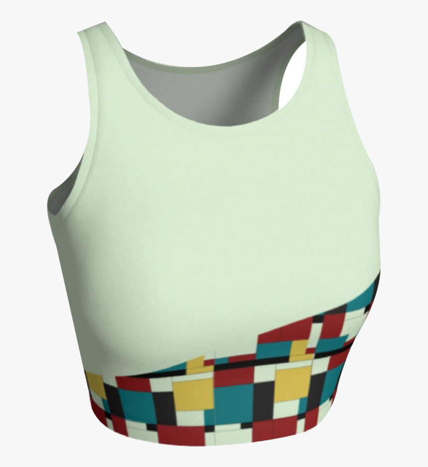 Beige Block Print Crop &nbsp - Active Tank, HD Png Download, Free Download