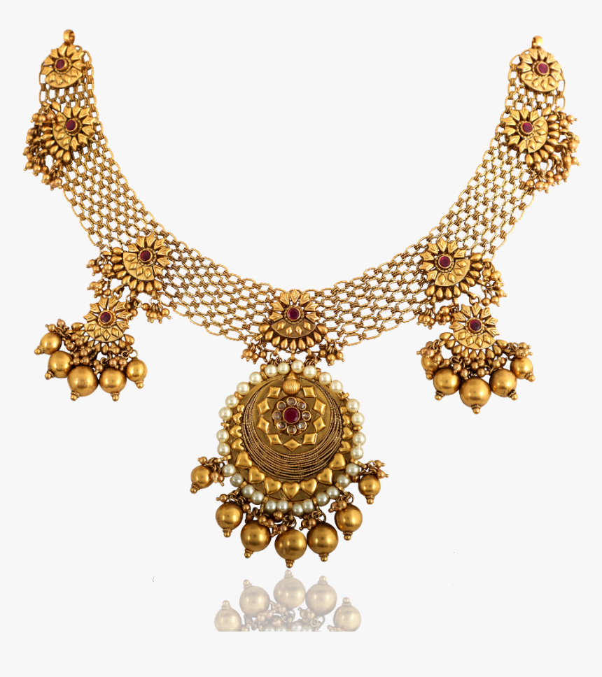 Antique Floral Grace Gold Necklace , Png Download - Necklace, Transparent Png, Free Download