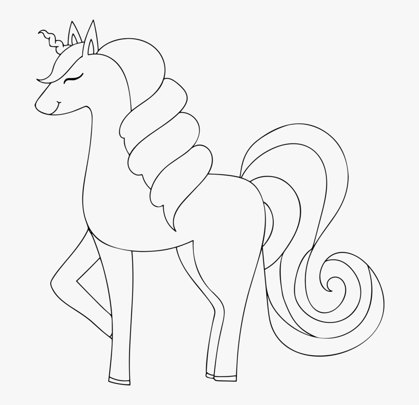 Pony,monochrome,line Art - Unicorn Cute Clip Art Black White, HD Png Download, Free Download