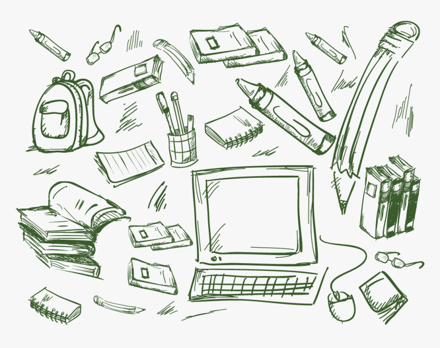 Sketch Of School Materials, HD Png Download, Free Download