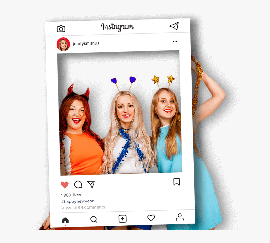 Party Selfie Frames With Instagram Template Instagram, HD Png