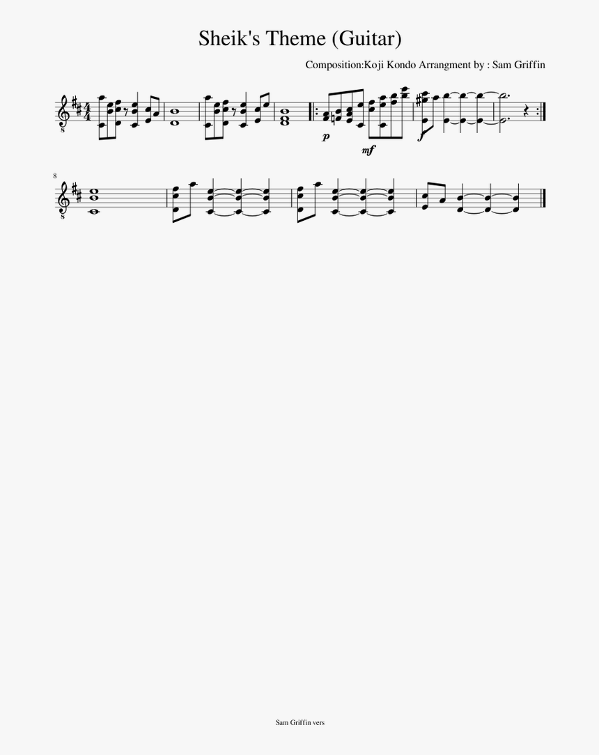 Sheik's Theme Guitar Tab, HD Png Download, Free Download