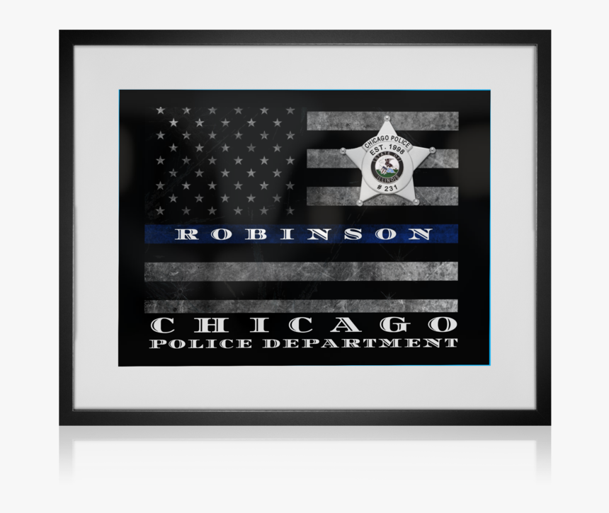 Chicago Police Thin Blue Line Flag Officer Wall Art - Thin Blue Line, HD Png Download, Free Download