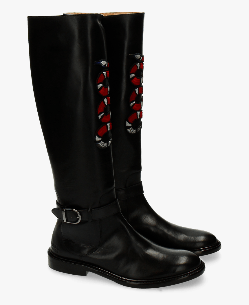 Boots Sally 59 Black Embrodery Snake New Hrs Thick - Knee-high Boot, HD Png Download, Free Download