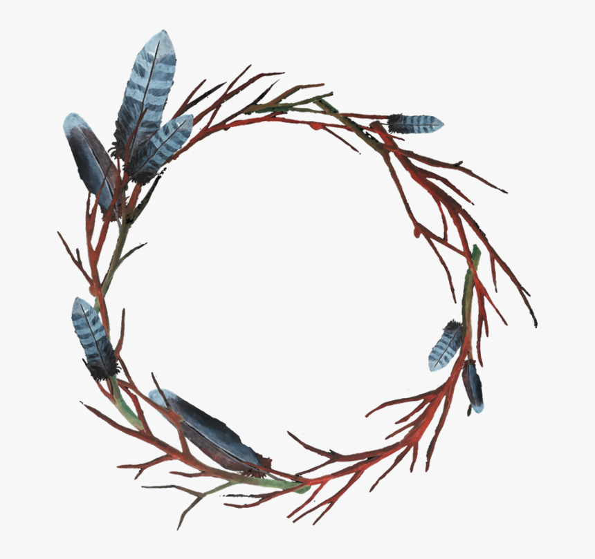 #feather #feathers #branches #twigs #wreath #frame - Feather Circle Png, Transparent Png, Free Download