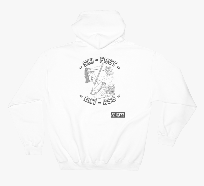 Skifast Eat Ass Hoodie Mockup Back Flat White - Hoodie, HD Png Download, Free Download