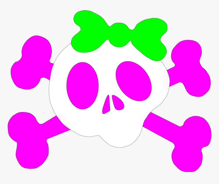 Skull And Crossbones Child Girly Girl Human Skull Symbolism - Girl Skull Transparent Png Icon, Png Download, Free Download