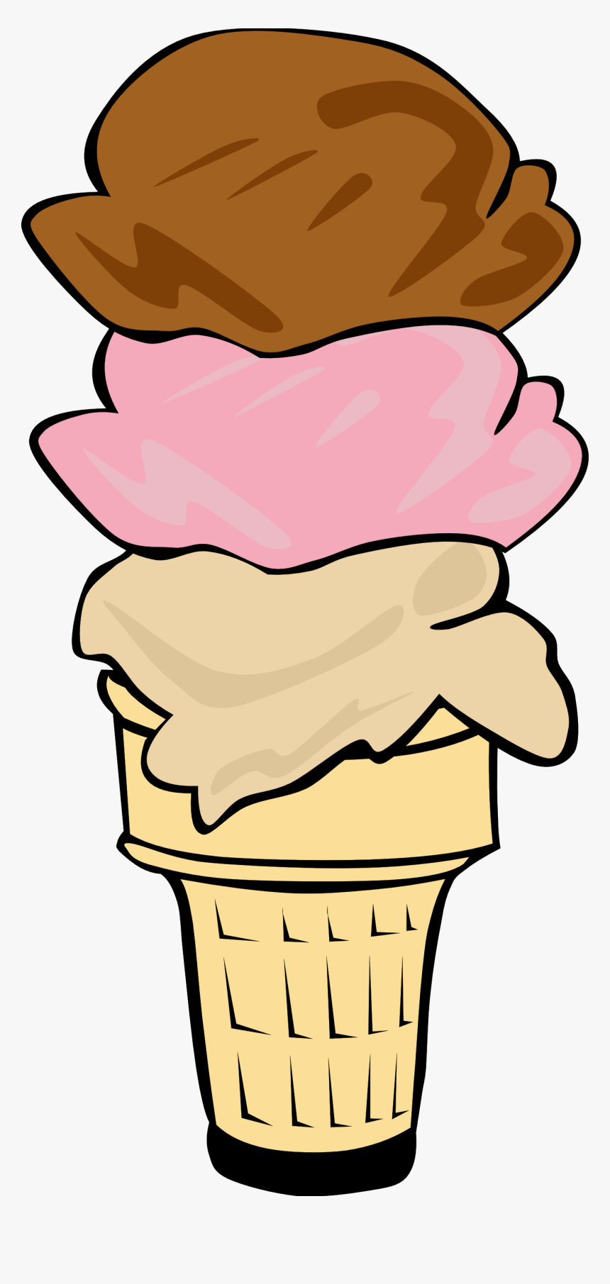 Clip Art Panda Images Clip Art - Triple Scoop Ice Cream Cone Clip Art, HD Png Download, Free Download