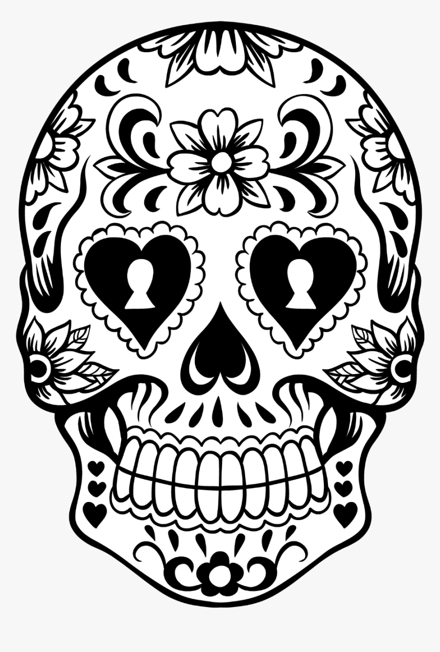 Wreath Pinterest Stencil Skulls - Sugar Skull Drawing, HD Png Download, Free Download